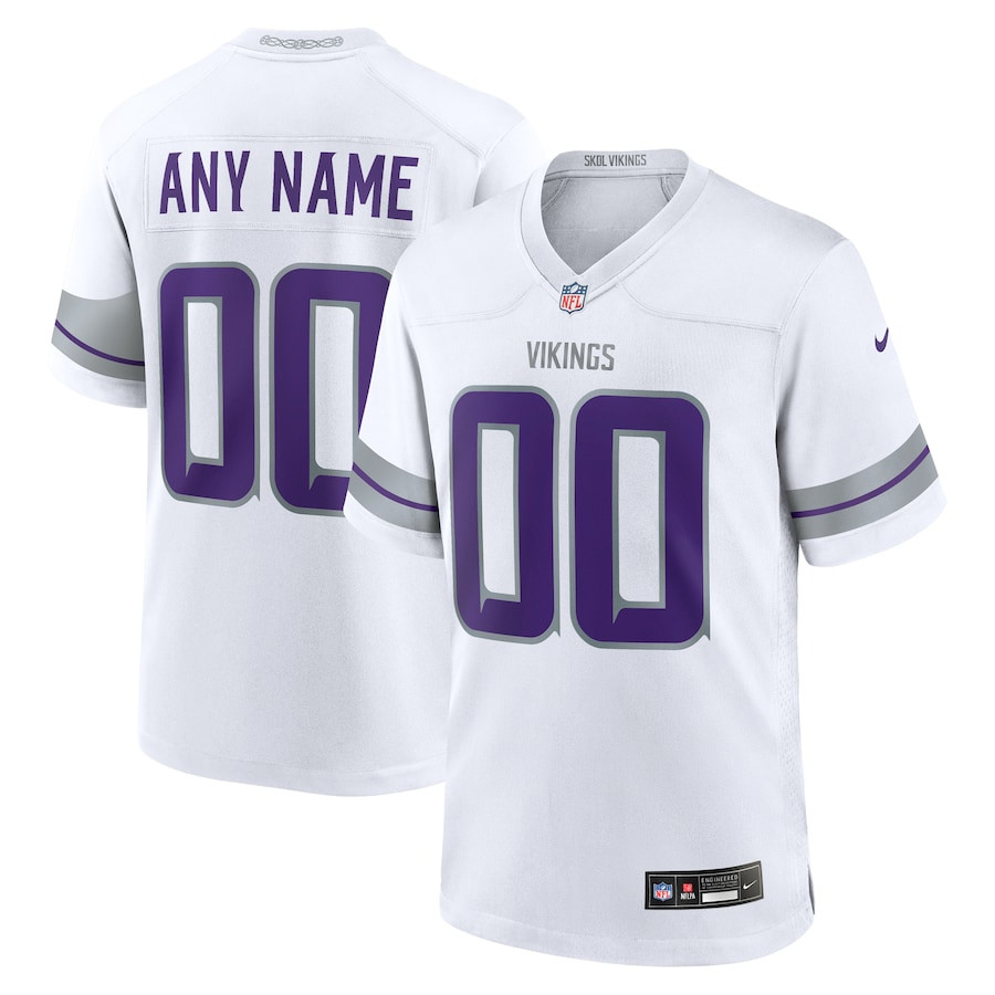 Minnesota Vikings Alternate Game Men Custom Jersey - White JS5900 Saliibo