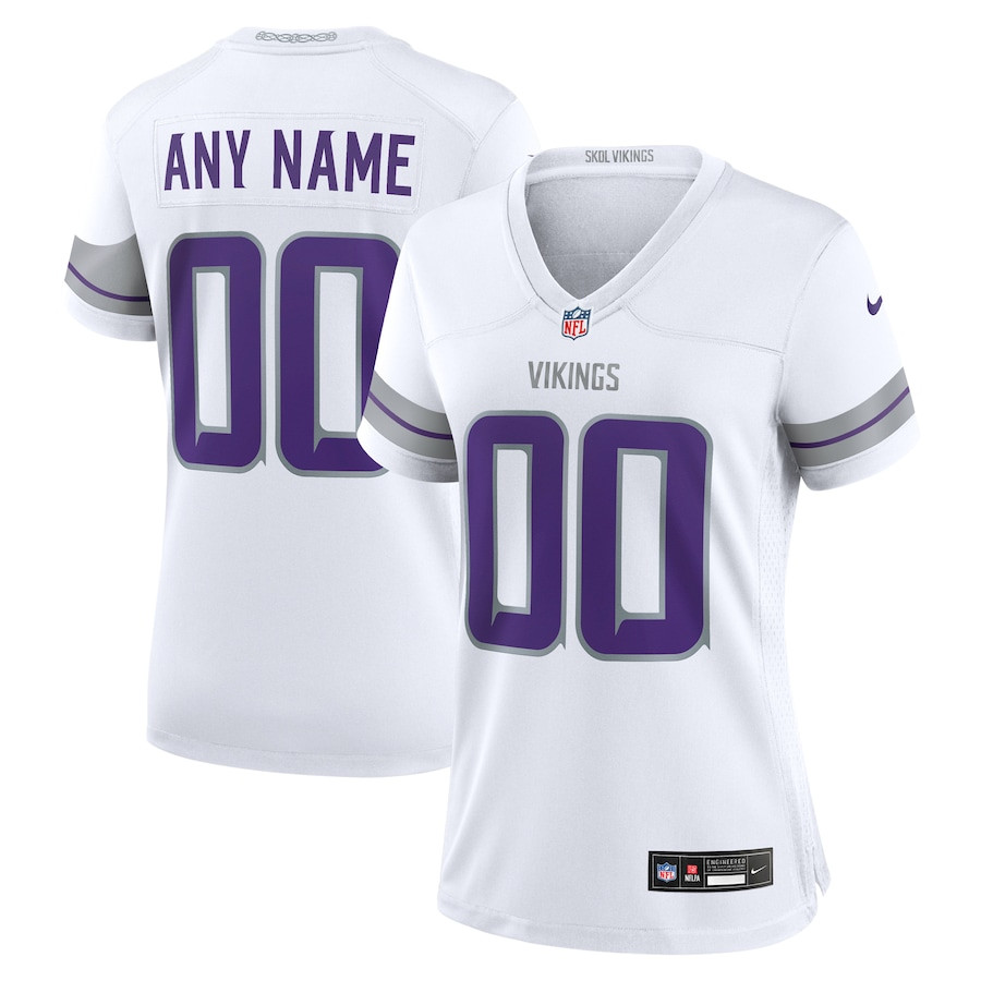 Minnesota Vikings Women's Alternate Game Custom Jersey - White JS3963 Saliibo