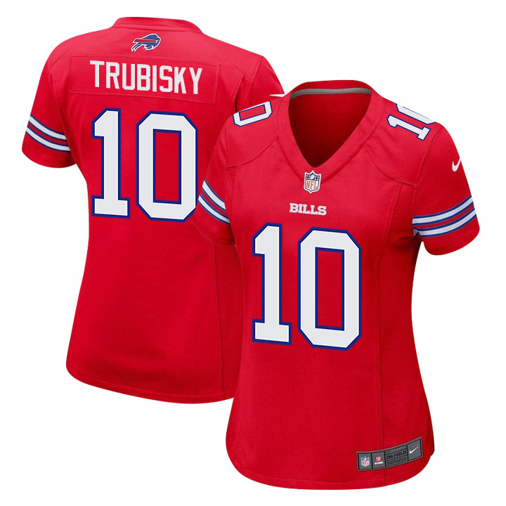 Mitch Trubisky 10 Buffalo Bills Team Game Women Jersey - Red JS5633 Saliibo