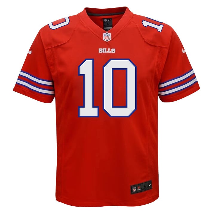 Mitch Trubisky 10 Buffalo Bills Team Game YOUTH Jersey - Red JS9155 Saliibo - Image 3
