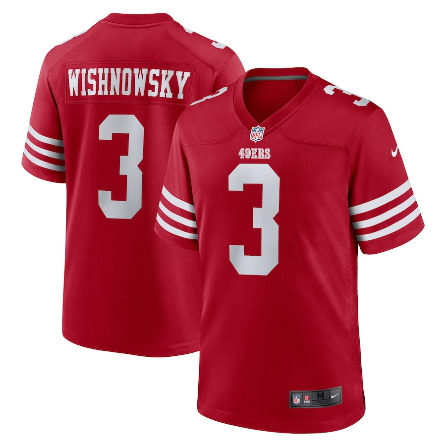 Mitch Wishnowsky 3 San Francisco 49ers Game Men Jersey - Scarlet JS6602 Saliibo