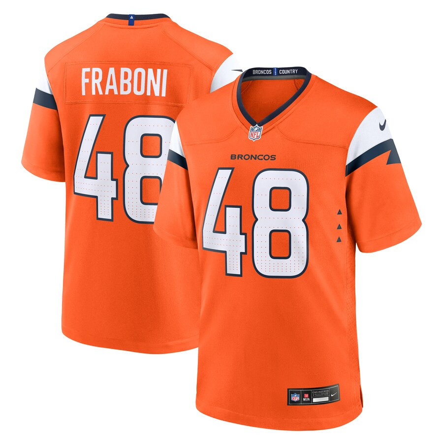 Mitchell Fraboni 48 Denver Broncos Team Game Men Jersey - Orange JS3151 Saliibo