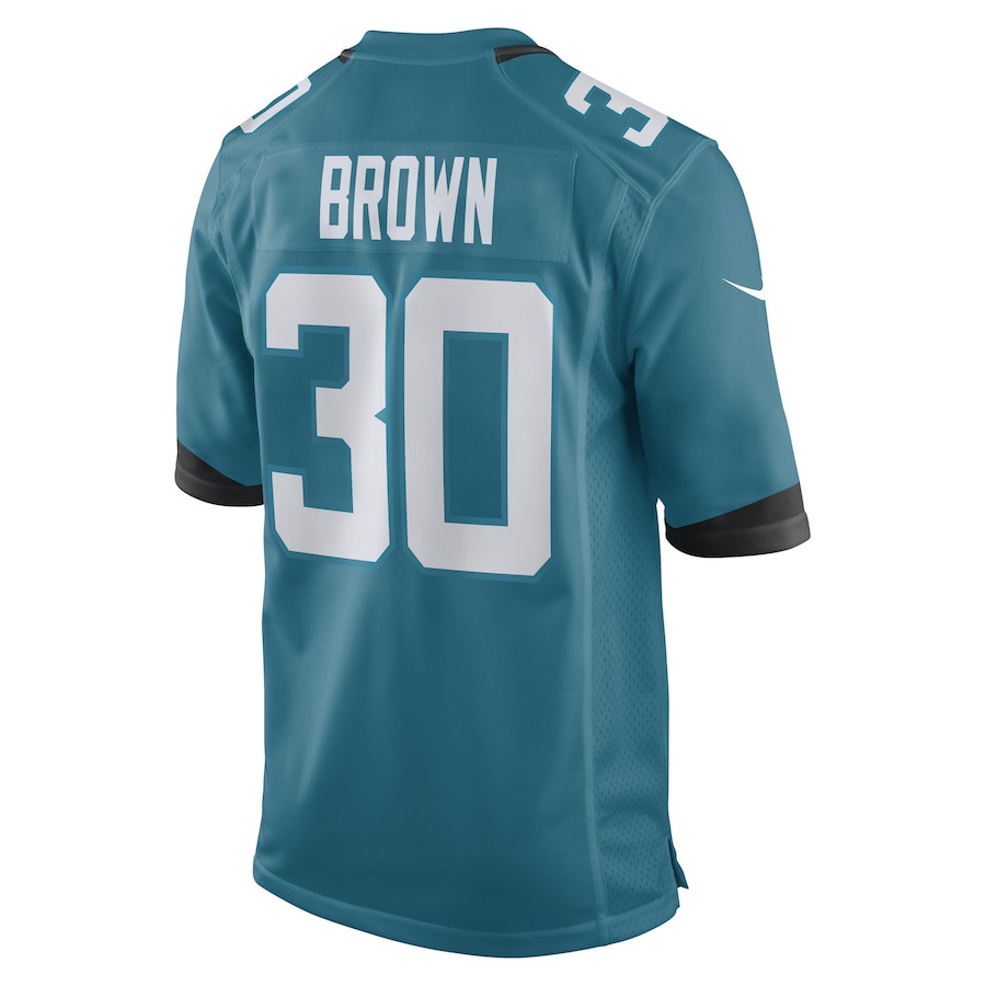 Montaric Brown 30 Jacksonville Jaguars Men Game Jersey - Teal JS7586 Saliibo - Image 3