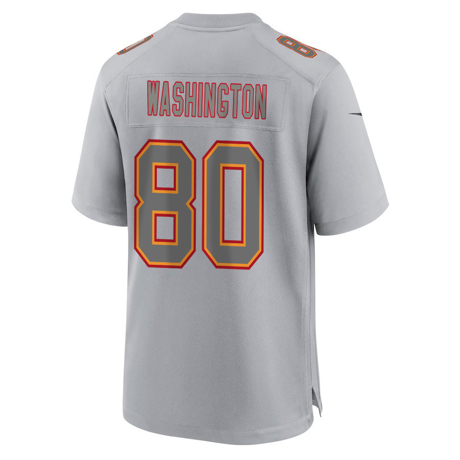 Montrell Washington 80 Kansas City Chiefs Super Bowl LVIII Champions 4 Stars Patch Atmosphere Fashion Game Men Jersey - Gray JS8418 Saliibo - Image 3