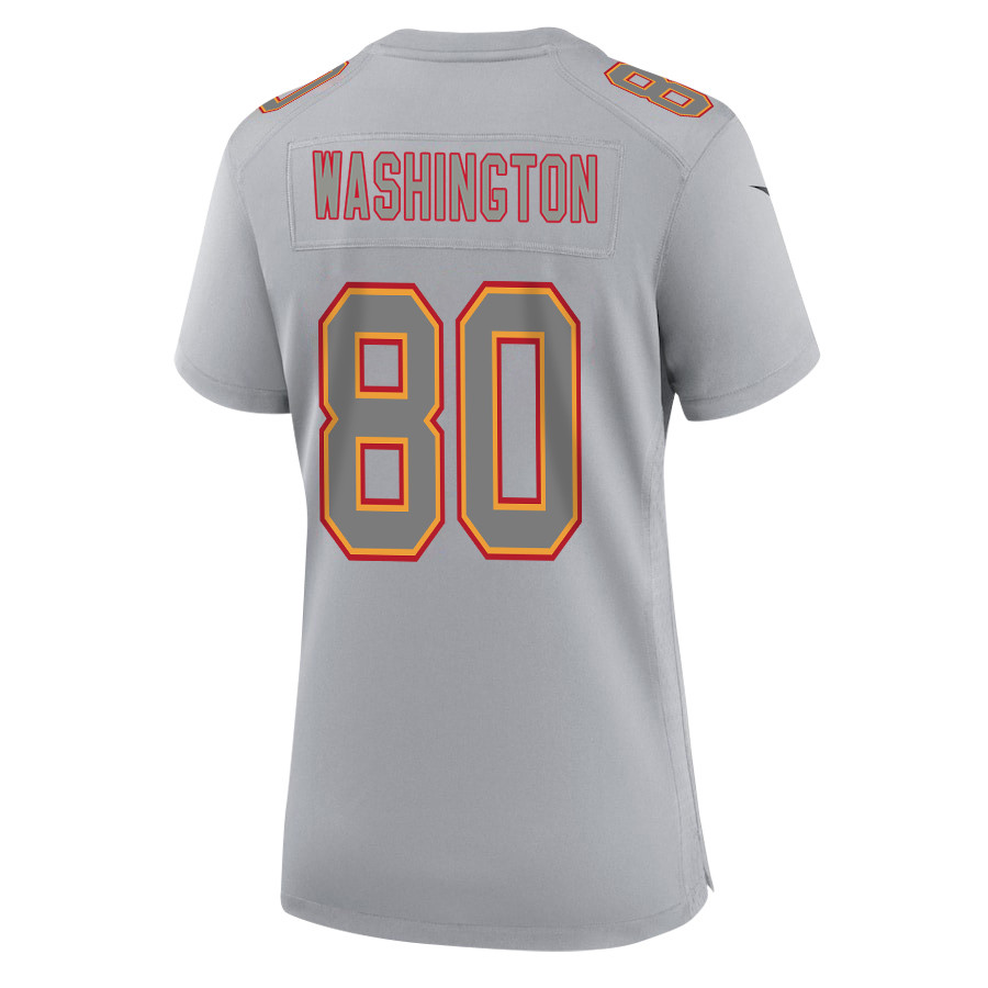 Montrell Washington 80 Kansas City Chiefs Super Bowl LVIII Champions 4 Stars Patch Atmosphere Fashion Game Women Jersey - Gray JS8723 Saliibo - Image 3