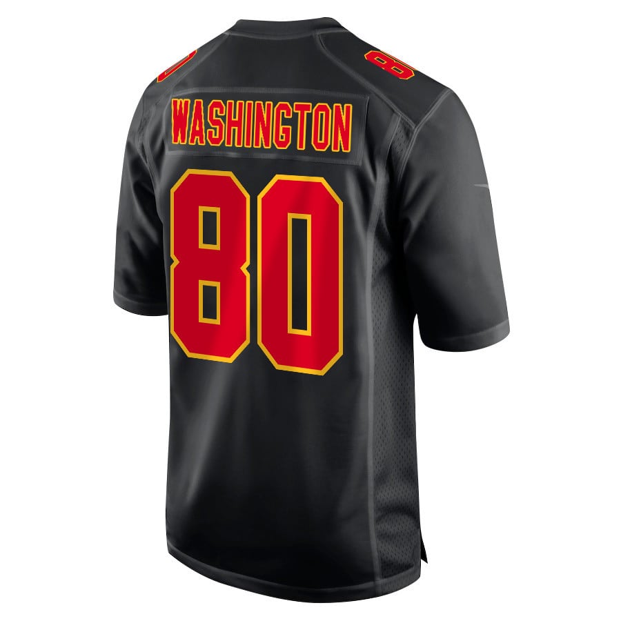 Montrell Washington 80 Kansas City Chiefs Super Bowl LVIII Champions 4X Fashion Game Men Jersey - Carbon Black JS3793 Saliibo - Image 3