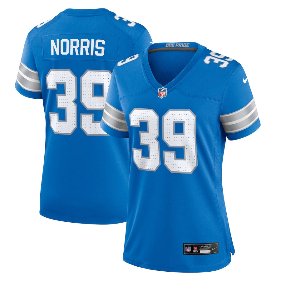 Morice Norris 39 Detroit Lions Women's Game Jersey - Blue JS3224 Saliibo