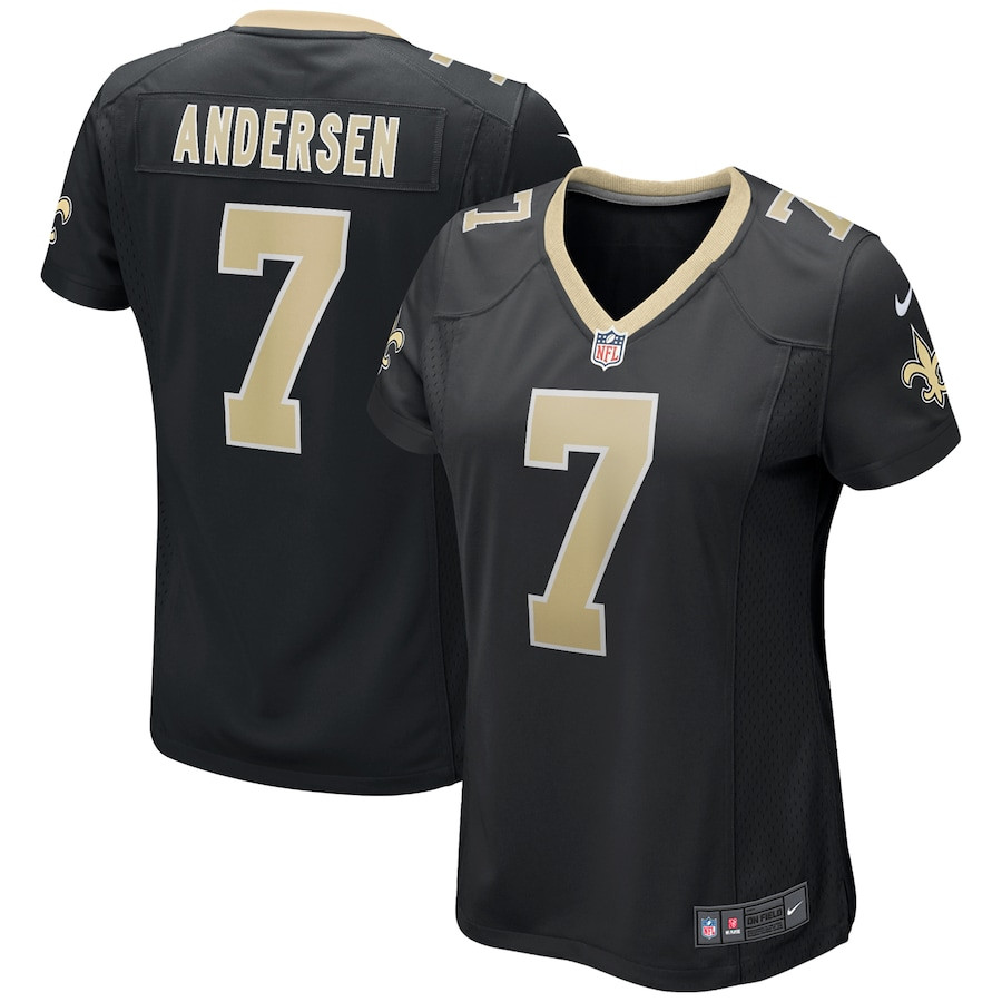 Morten Andersen 7 New Orleans Saints Women Game Retired Jersey - Black JS7387 Saliibo