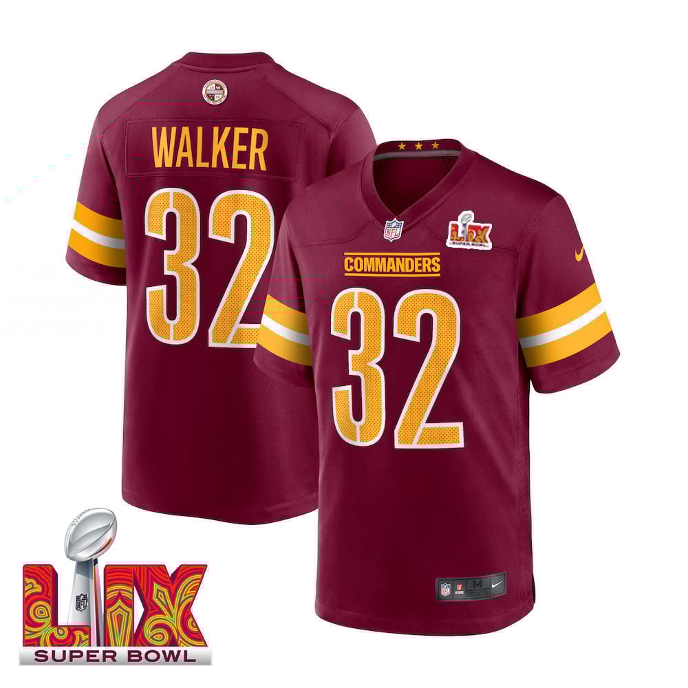 Mykal Walker #32 Washington Commanders Super Bowl LIX Jersey - Men's - Burgundy JS1693 Saliibo