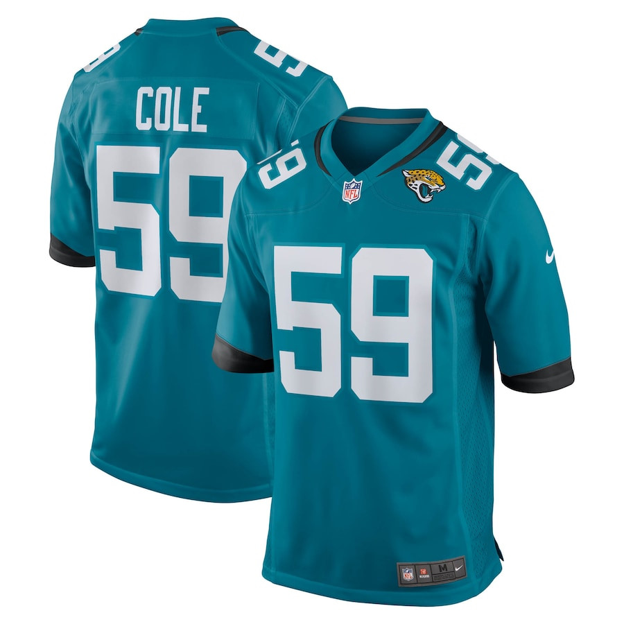 Myles Cole 59 Jacksonville Jaguars Team Game Men Jersey - Teal JS2942 Saliibo