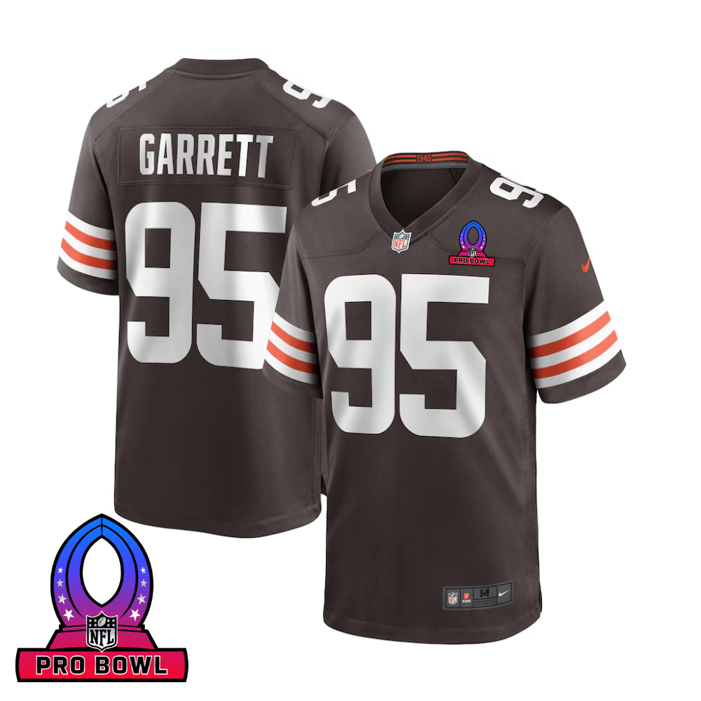 Myles Garrett 95 Cleveland Browns 2025 Pro Bowl Patch Game Men Jersey - Brown JS3768 Saliibo