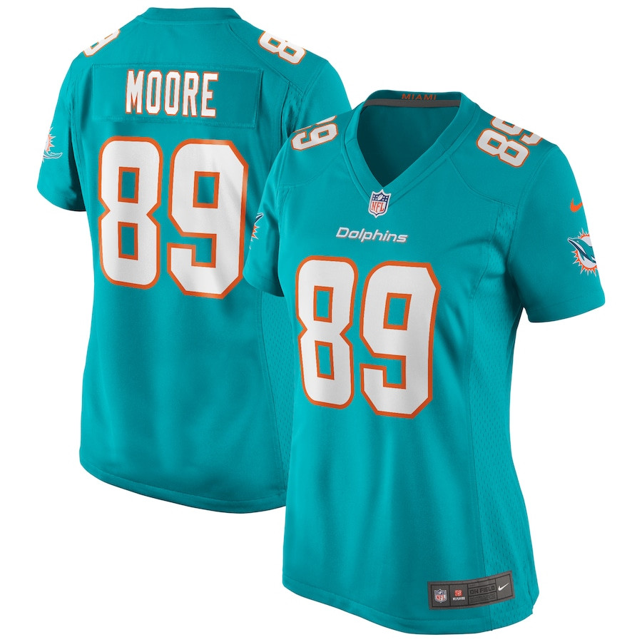 Nat Moore 89 Miami Dolphins Women Game Retired Jersey - Aqua JS7190 Saliibo