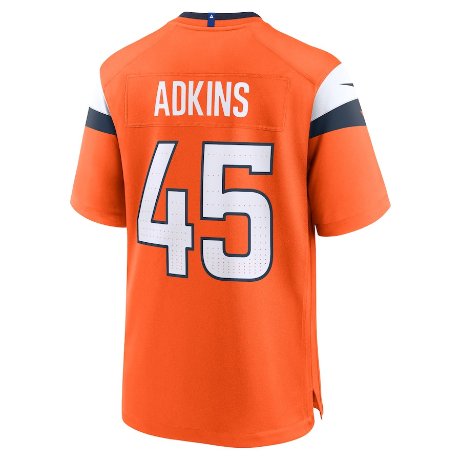 Nate Adkins 45 Denver Broncos Team Game Men Jersey - Orange JS1814 Saliibo - Image 3