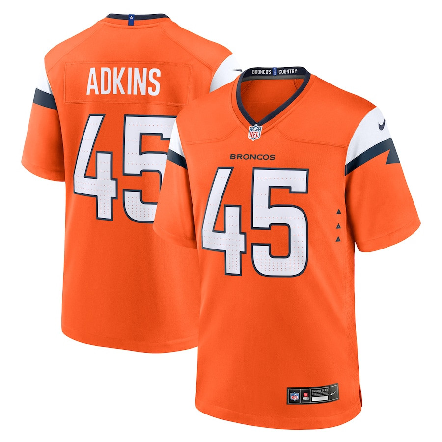 Nate Adkins 45 Denver Broncos Team Game Men Jersey - Orange JS1814 Saliibo