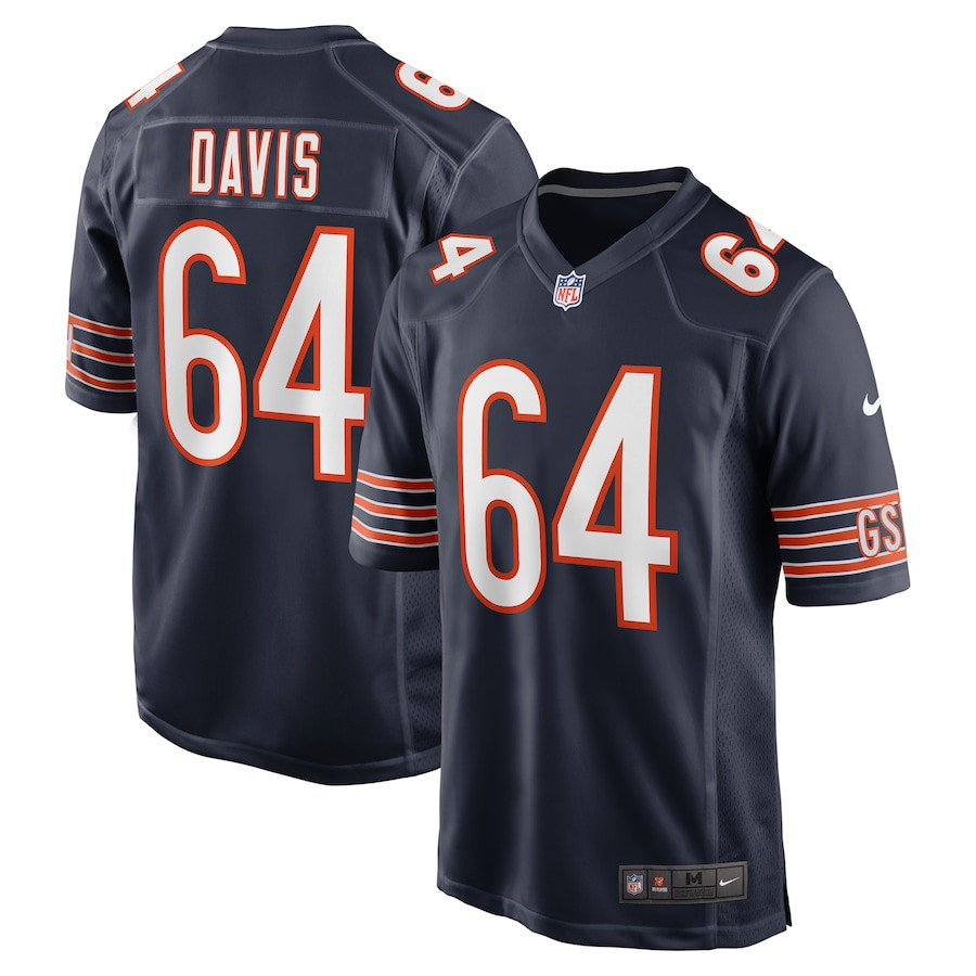 Nate Davis 64 Chicago Bears Game Men Jersey - Navy JS6362 Saliibo