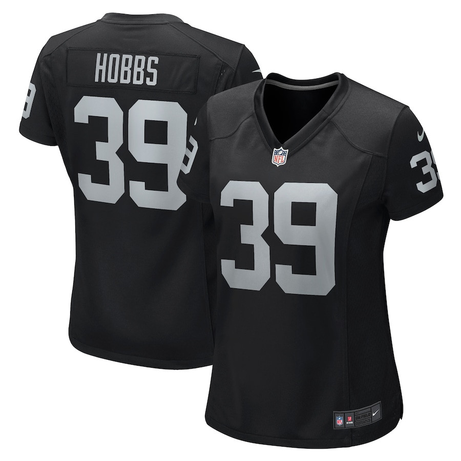 Nate Hobbs 39 Las Vegas Raiders Women Game Jersey - Black JS5679 Saliibo