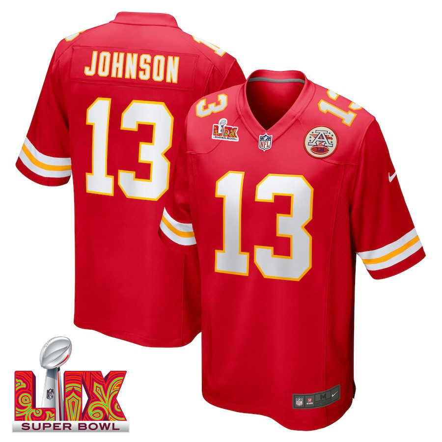 Nazeeh Johnson #13 Kansas City Chiefs Super Bowl LIX Jersey - Men's - Red JS8694 Saliibo