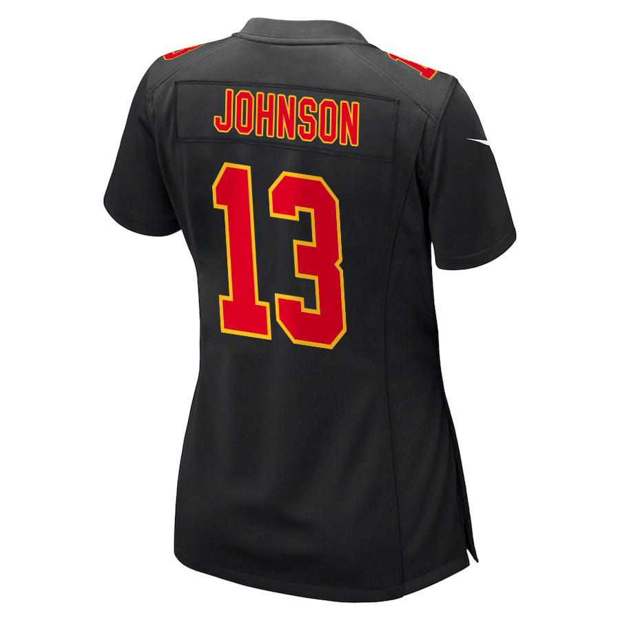 Nazeeh Johnson 13 Kansas City Chiefs Super Bowl LVIII Champions 4X Fashion Game Women Jersey - Carbon Black JS1342 Saliibo - Image 3