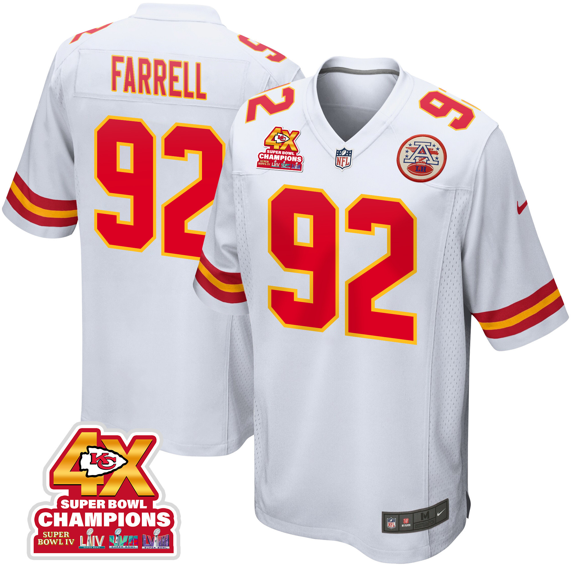 Neil Farrell 92 Kansas City Chiefs Super Bowl LVIII Champions 4X Game Men Jersey - White JS4145 Saliibo