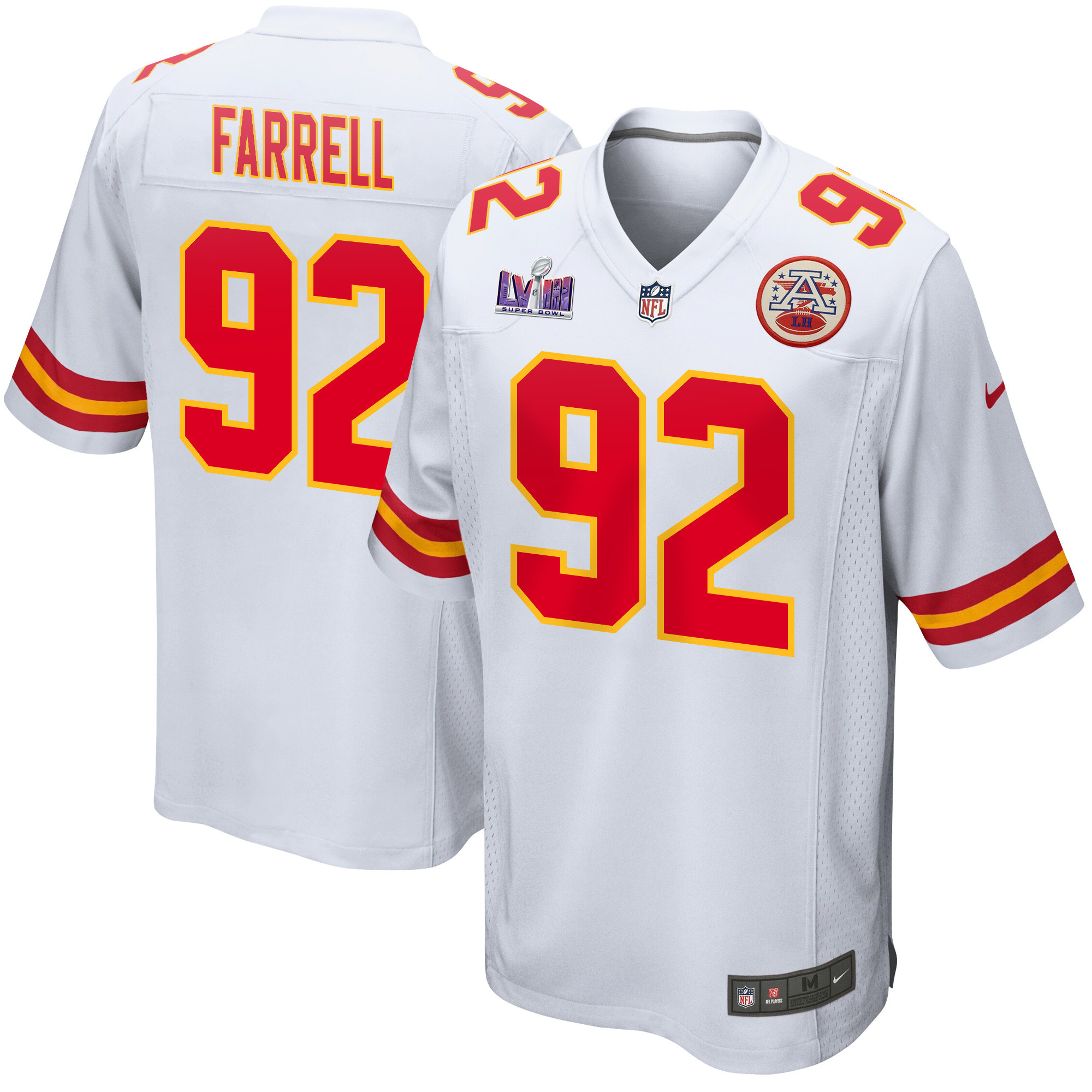 Neil Farrell 92 Kansas City Chiefs Super Bowl LVIII Patch Game Men Jersey - White JS5849 Saliibo
