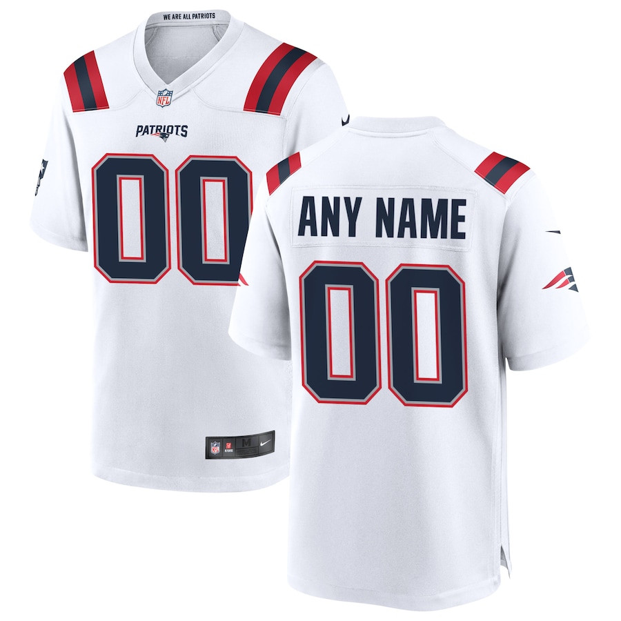 New England Patriots Men Custom Game Jersey - White JS2642 Saliibo