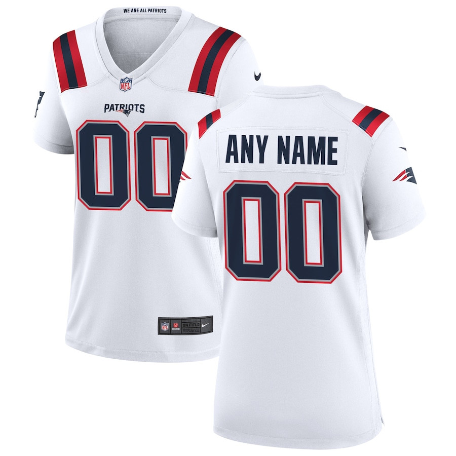 New England Patriots Women Custom Game Jersey - White JS3135 Saliibo