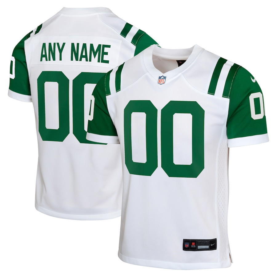 New York Jets Classic Alternate Custom YOUTH Jersey - White JS8608 Saliibo