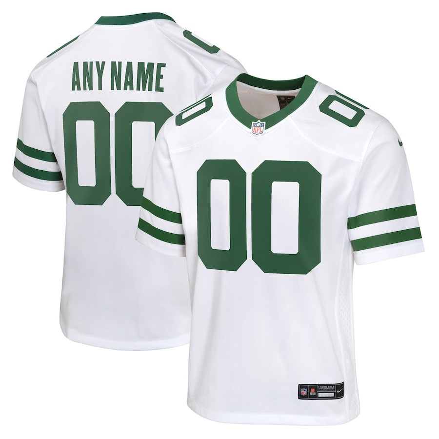 New York Jets Youth Game Jersey Customized, Legacy White JS5133 Saliibo