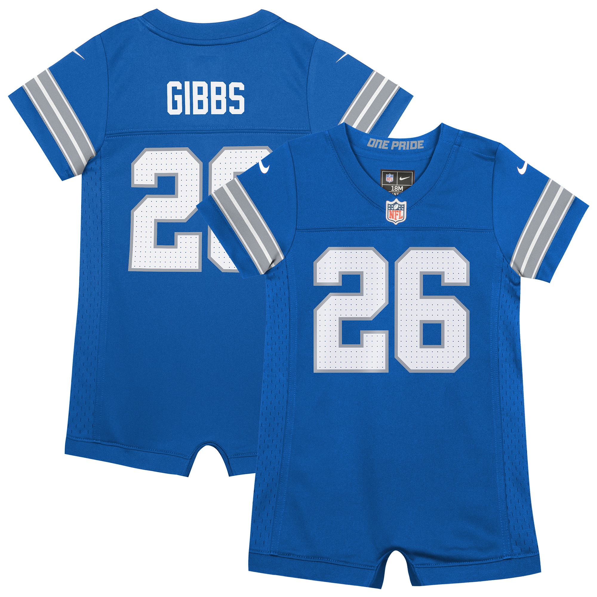 Newborn & Infant Detroit Lions Jahmyr Gibbs Blue Game Romper Jersey JS6394 Saliibo