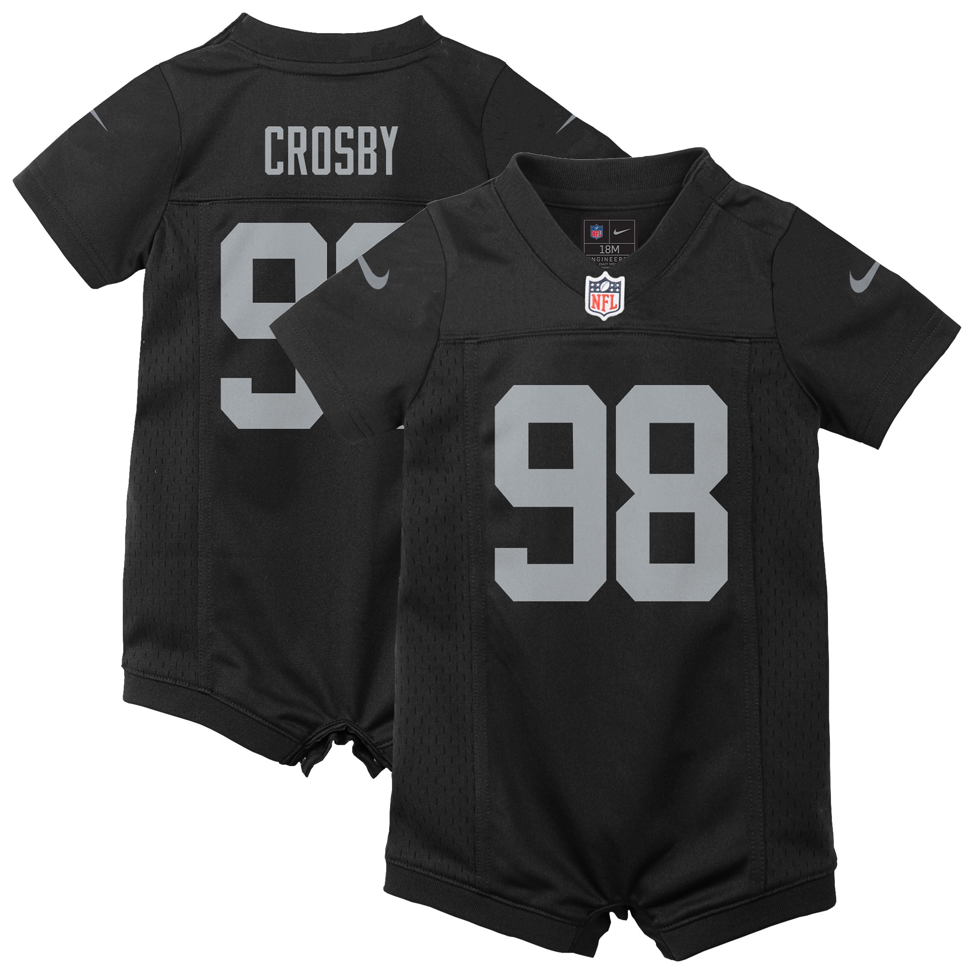 Newborn & Infant Las Vegas Raiders Maxx Crosby Black Game Romper Jersey JS8367 Saliibo