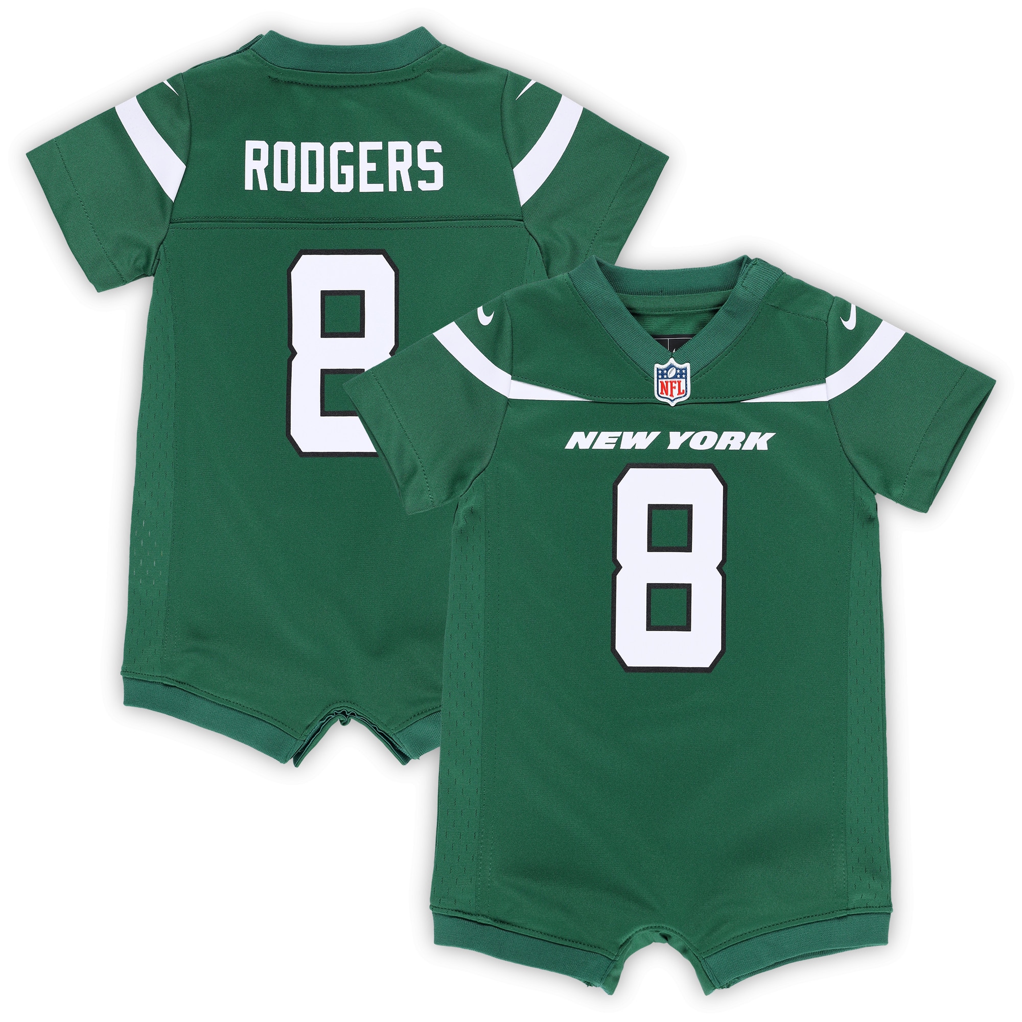 Newborn & Infant New York Jets Aaron Rodgers Green Game Romper Jersey JS8090 Saliibo