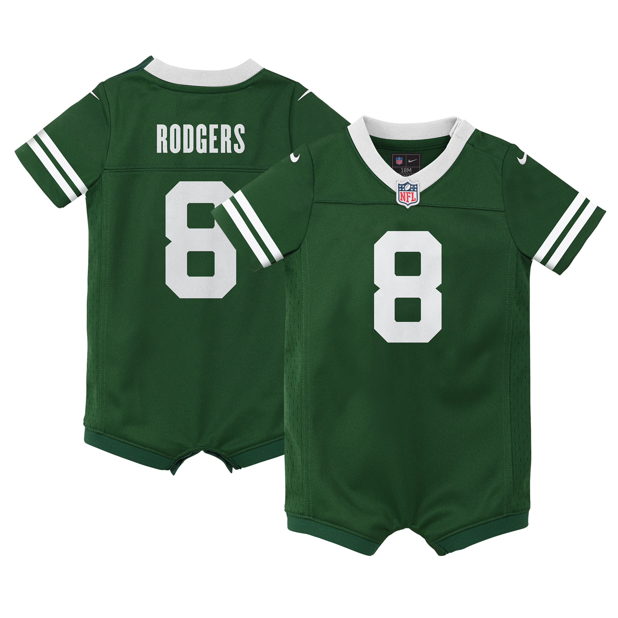 Newborn & Infant New York Jets Aaron Rodgers Legacy Green Game Romper Jersey JS2397 Saliibo