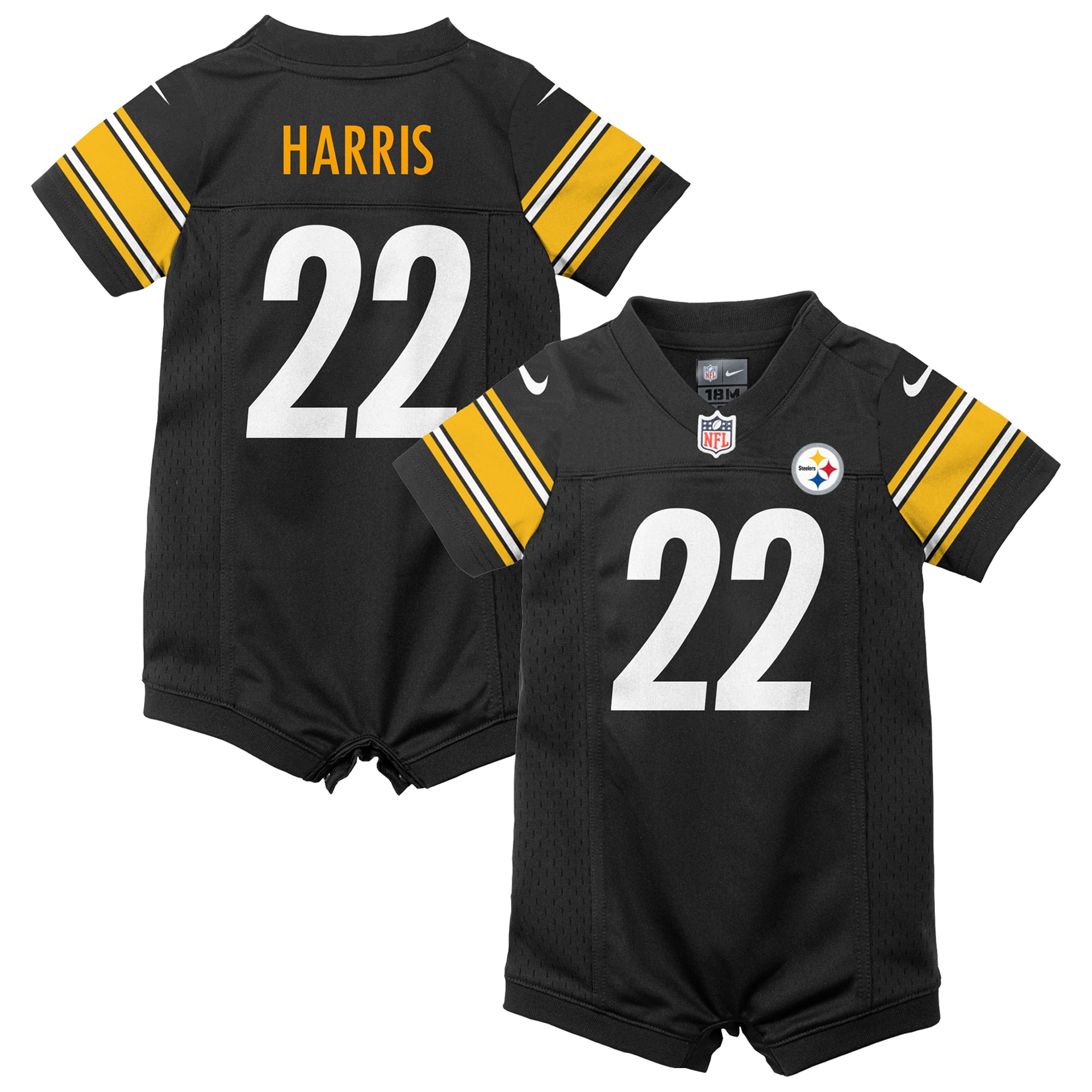 Newborn & Infant Pittsburgh Steelers Najee Harris Black Game Romper Jersey JS4097 Saliibo