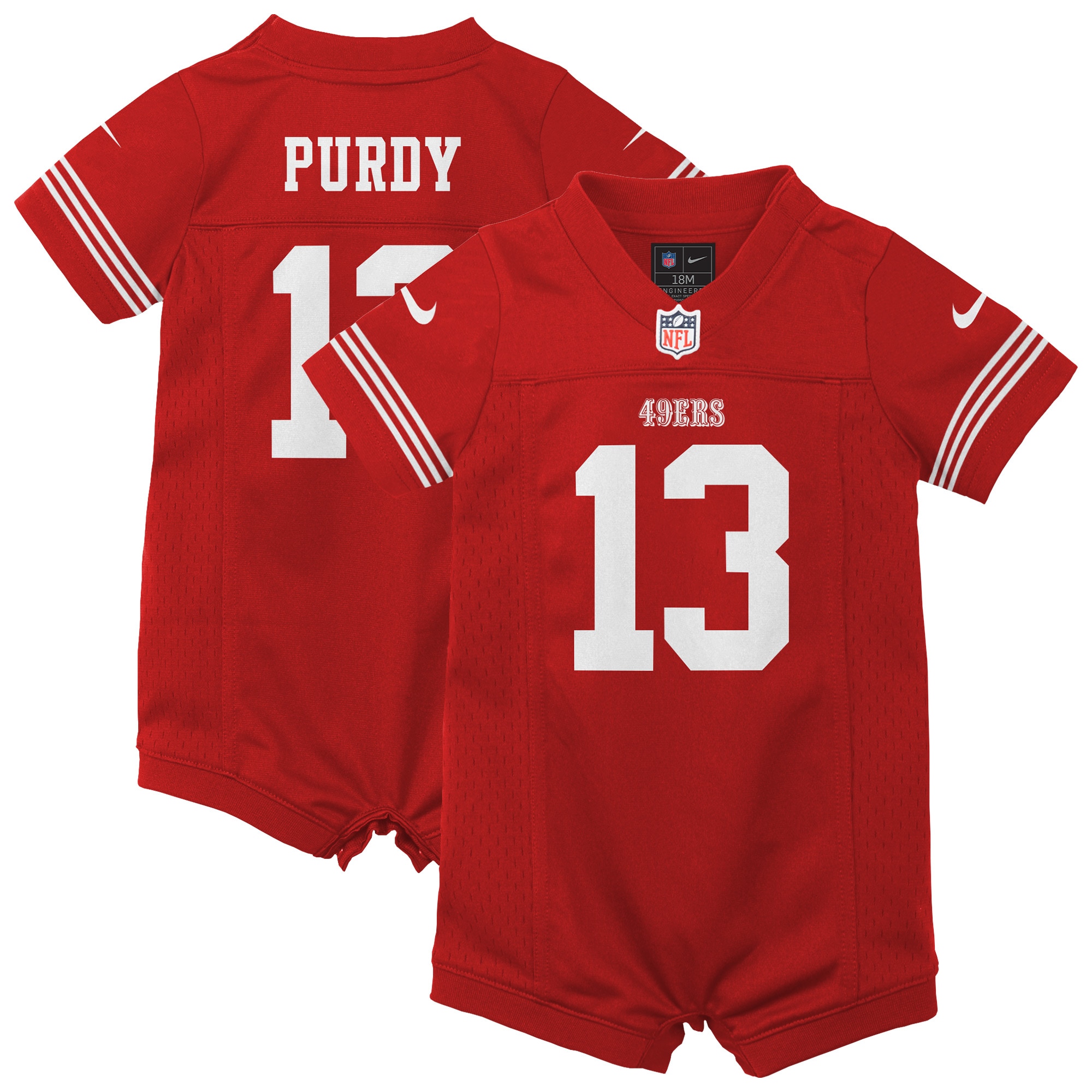 Newborn & Infant San Francisco 49ers Brock Purdy Scarlet Game Romper Jersey JS9763 Saliibo