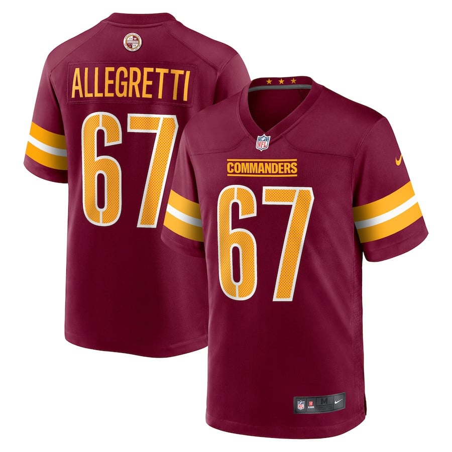 Nick Allegretti 67 Washington Commanders Game Men Jersey - Burgundy JS3954 Saliibo