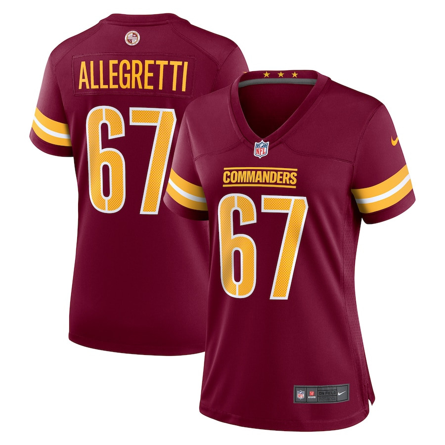 Nick Allegretti 67 Washington Commanders Women's Game Jersey - Burgundy JS3174 Saliibo