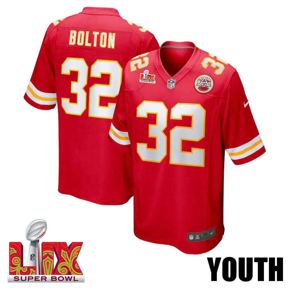 Nick Bolton #32 Kansas City Chiefs Super Bowl LIX YOUTH Jersey - Red JS9757 Saliibo