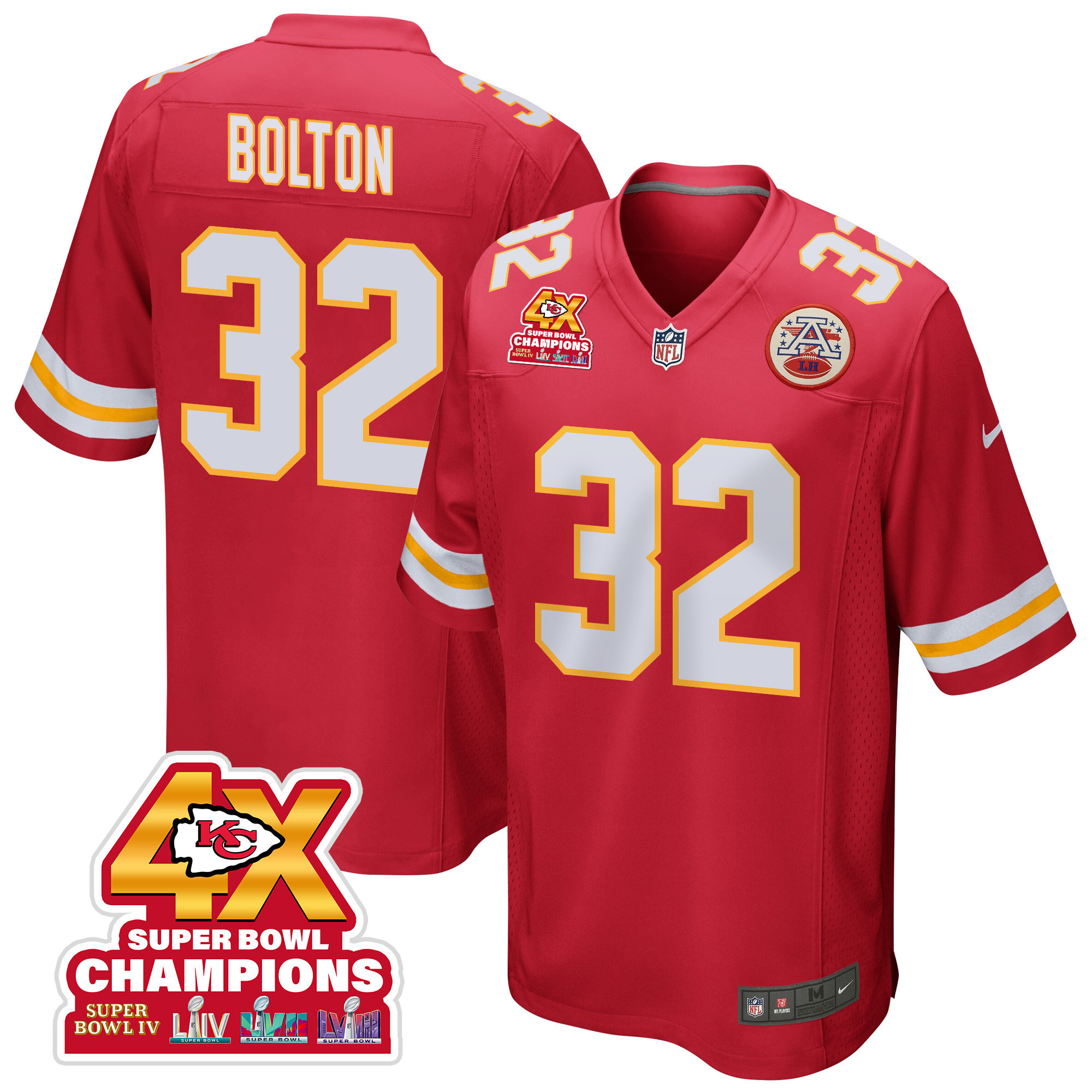 Nick Bolton 32 Kansas City Chiefs Super Bowl LVIII Champions 4X Game Men Jersey - Red JS4259 Saliibo