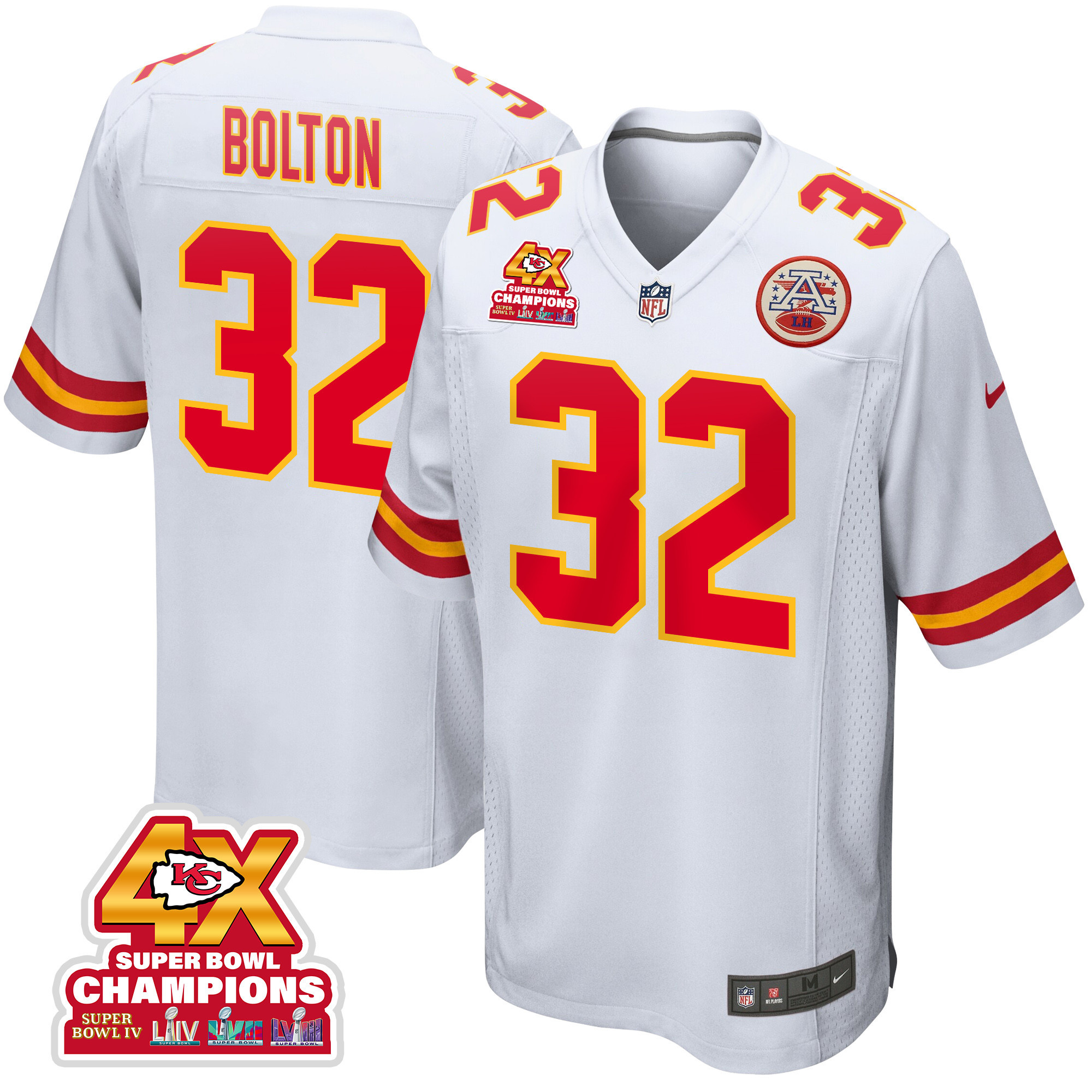 Nick Bolton 32 Kansas City Chiefs Super Bowl LVIII Champions 4X Game Men Jersey - White JS3604 Saliibo