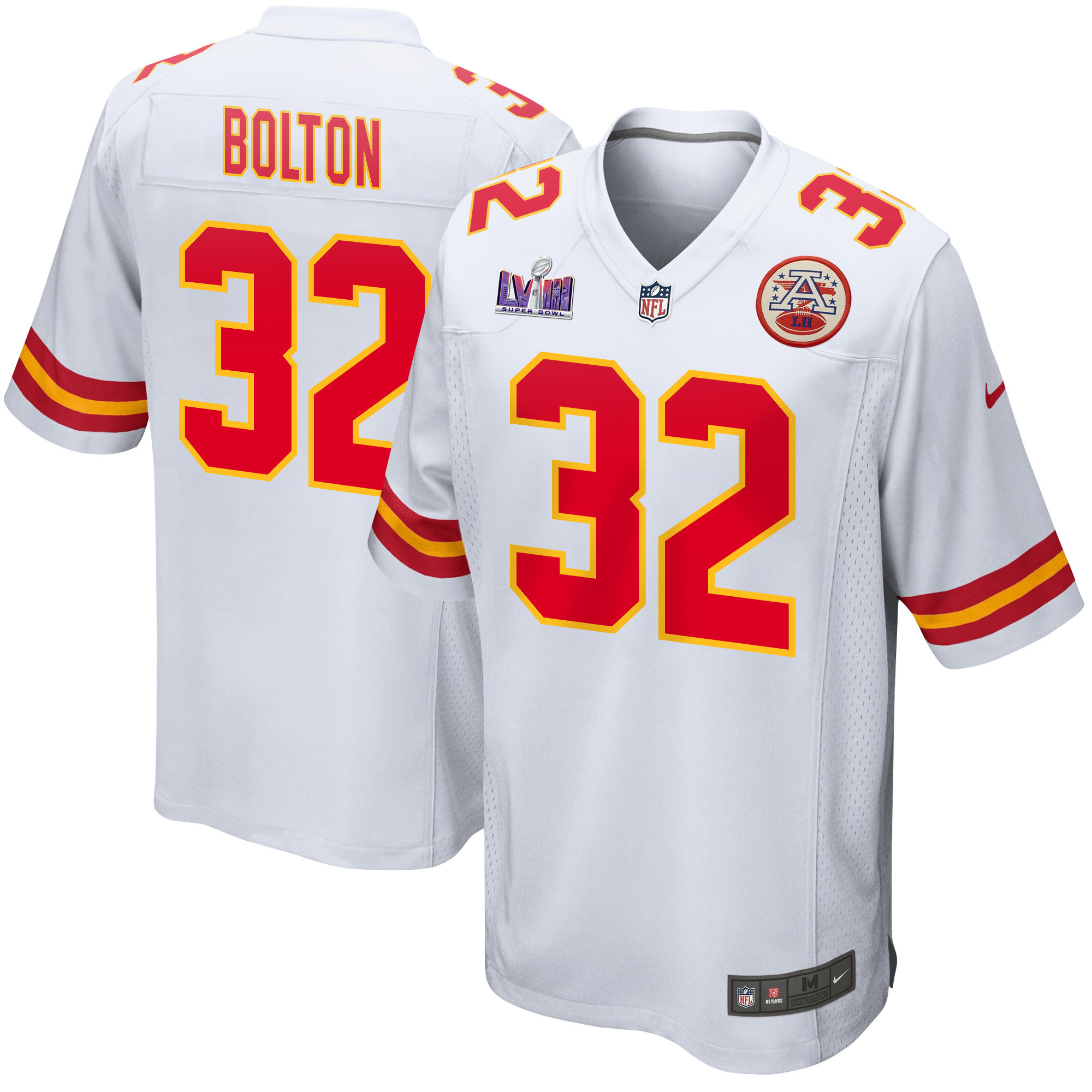 Nick Bolton 32 Kansas City Chiefs Super Bowl LVIII Patch Game Men Jersey - White JS2138 Saliibo