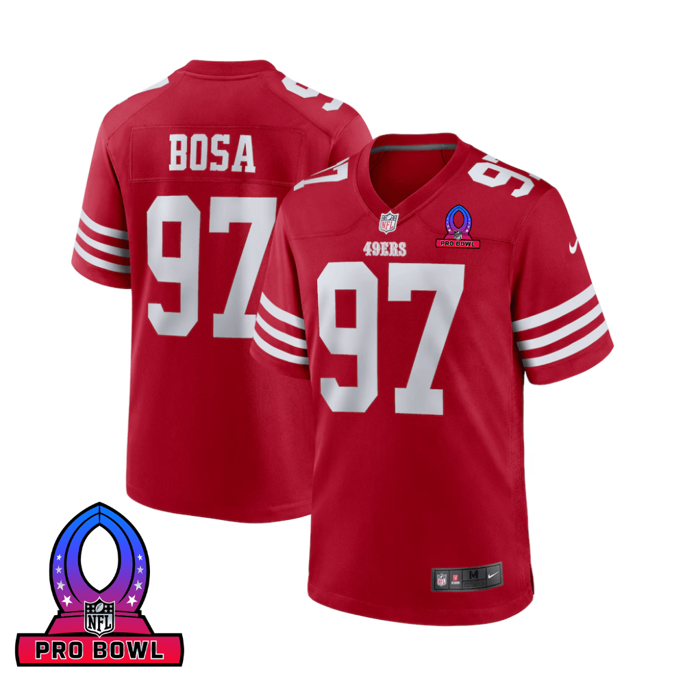 Nick Bosa 97 San Francisco 49ers 2025 Pro Bowl Patch Game Men Jersey - Scarlet JS1295 Saliibo