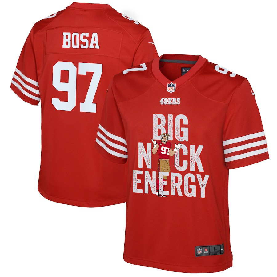 Nick Bosa 97 San Francisco 49ers Big Nick Energy Game YOUTH Jersey - Scarlet JS6079 Saliibo