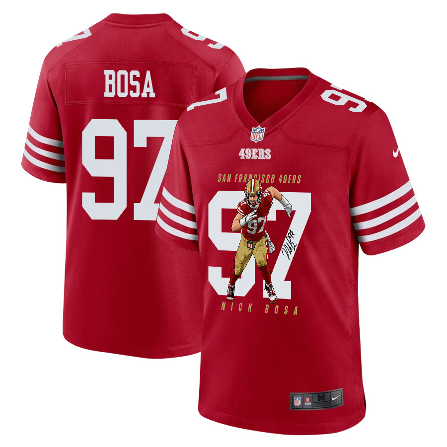 Nick Bosa 97 San Francisco 49ers Run Bosa Run Game Men Jersey - Scarlet JS1284 Saliibo
