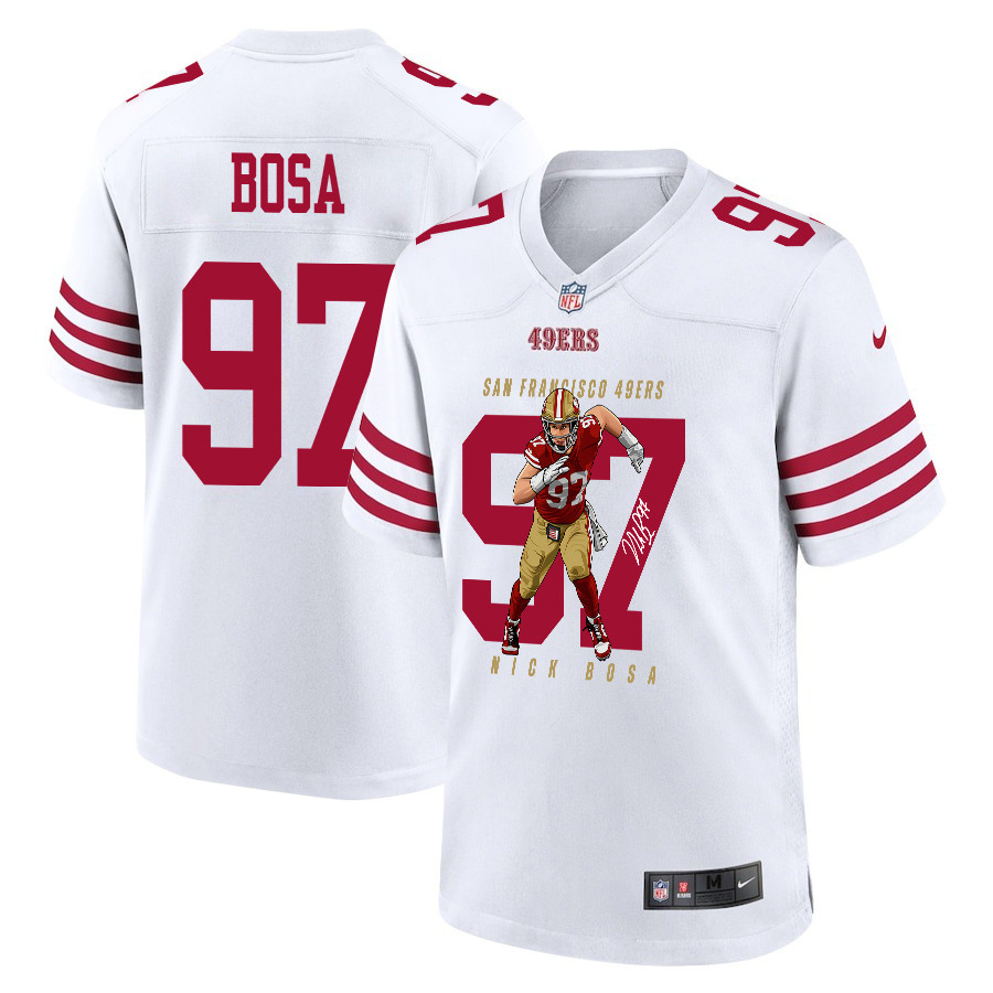Nick Bosa 97 San Francisco 49ers Run Bosa Run Game Men Jersey - White JS3012 Saliibo