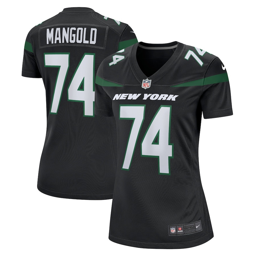 Nick Mangold 74 New York Jets Women Retired Jersey - Black JS9288 Saliibo