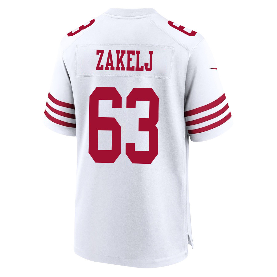 Nick Zakelj 63 San Francisco 49ers NFC Champions Patch Game Men Jersey - White JS2974 Saliibo - Image 3
