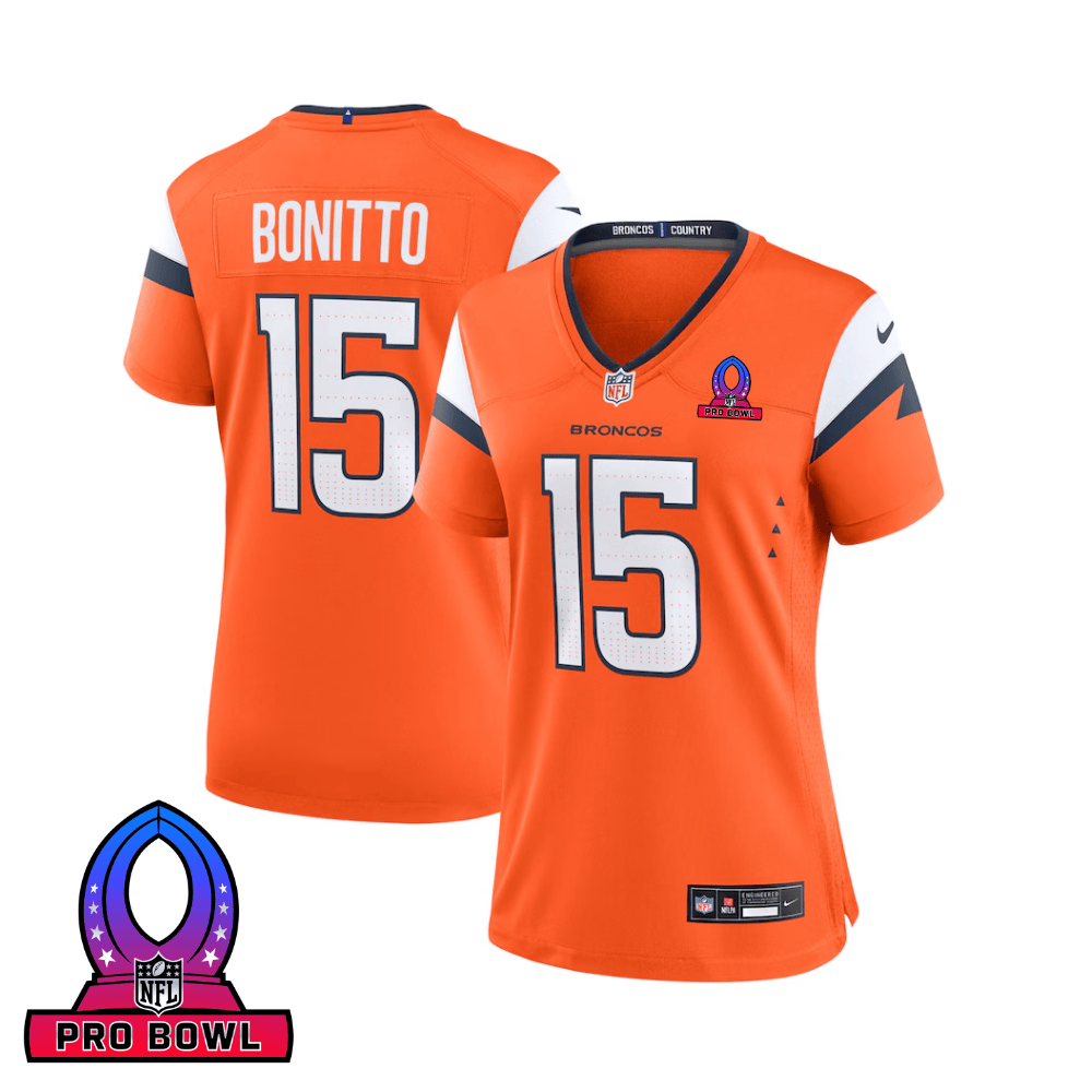 Nik Bonitto 15 Denver Broncos 2025 Pro Bowl Patch Women Game Jersey - Orange JS7866 Saliibo