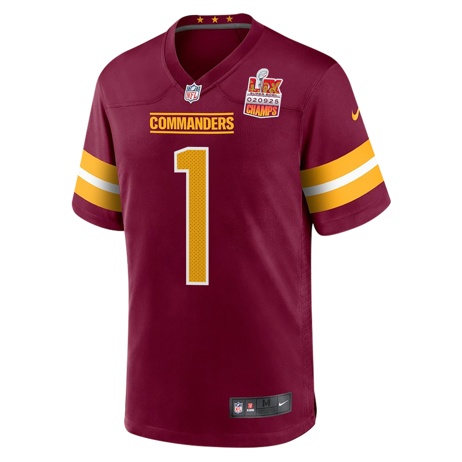 Noah Igbinoghene 1 Washington Commanders Super Bowl LIX Champions Patch Game Men Jersey - Burgundy JS6008 Saliibo - Image 3