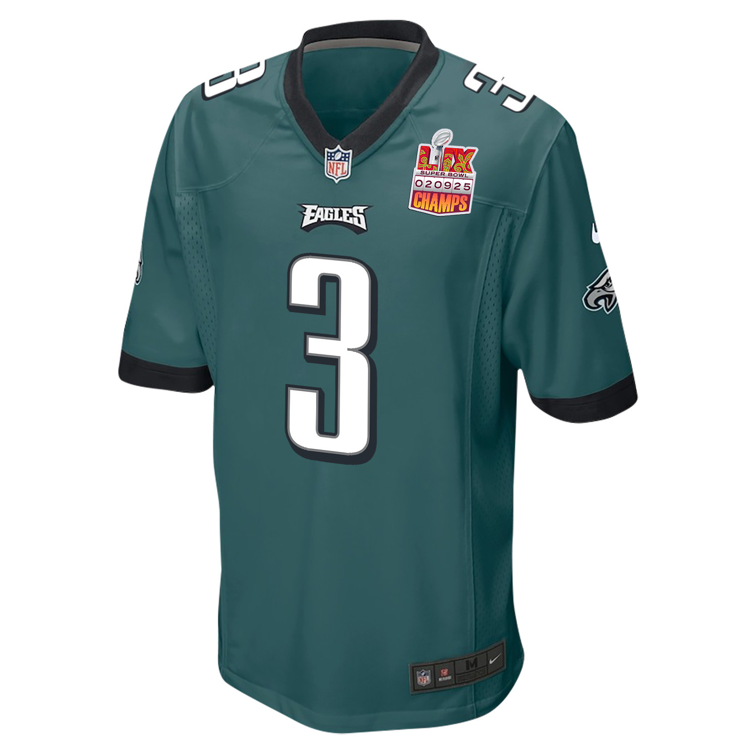 Nolan Smith Jr. 3 Philadelphia Eagles Super Bowl LIX Champions Patch Game Men Jersey - Midnight Green JS4862 Saliibo - Image 3