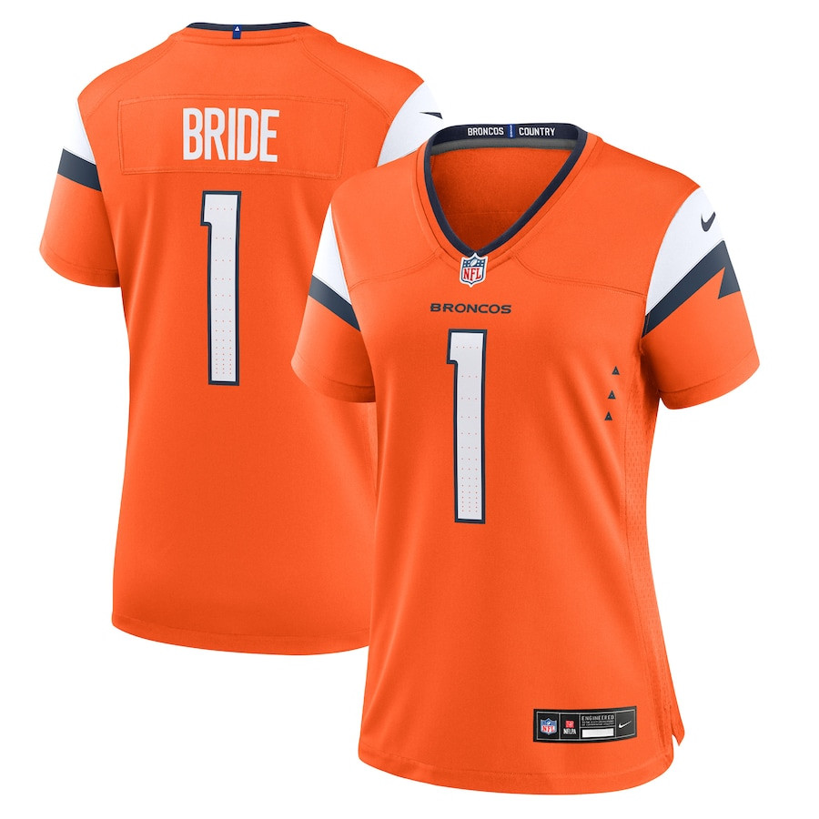 Number 1 Bride Denver Broncos Women's Game Jersey - Orange JS9196 Saliibo